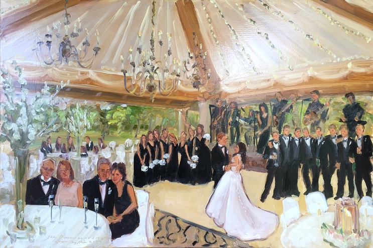 live event painting at Cedarbrook Country Club wedding